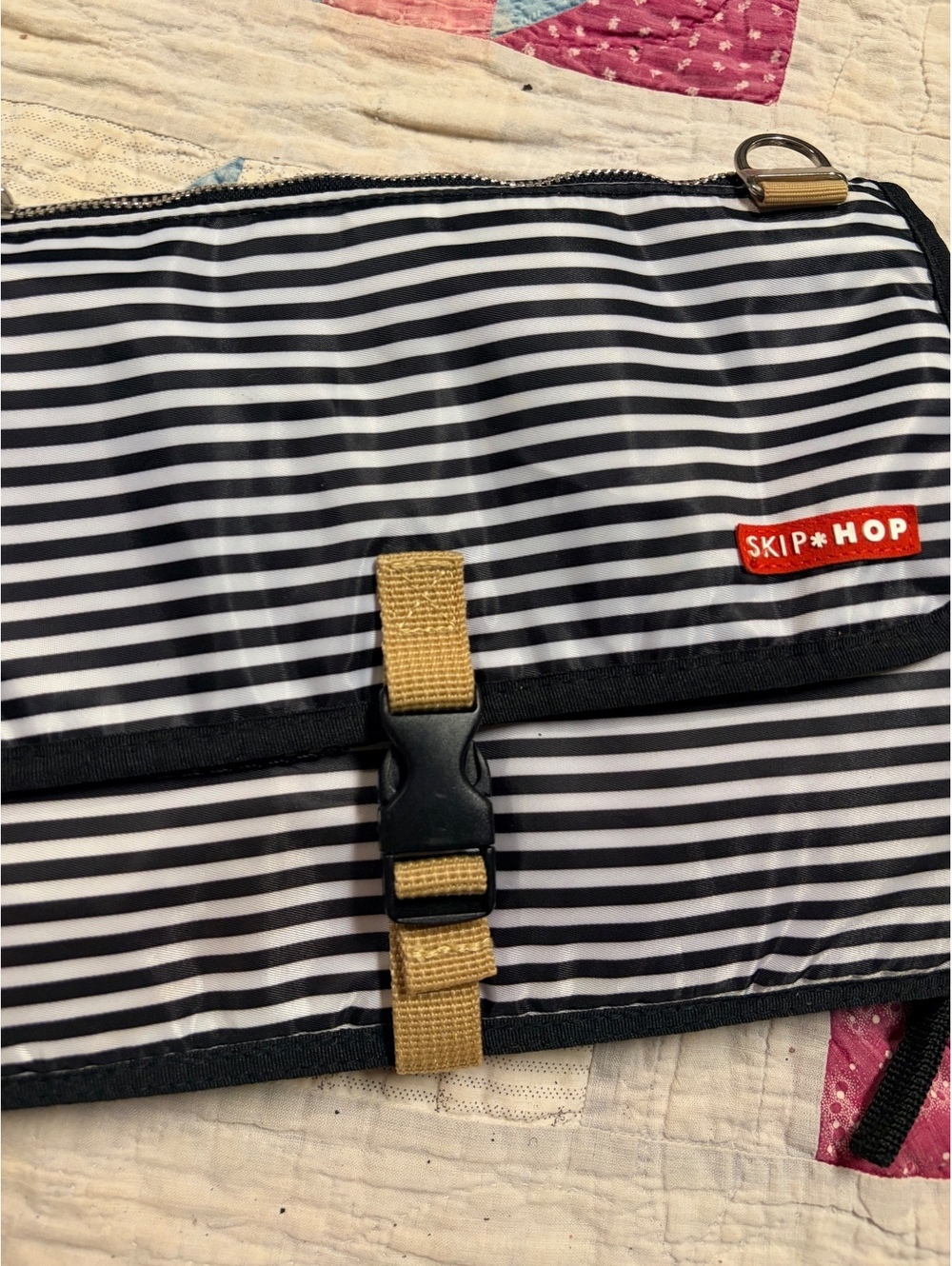Skip Hop Pronto Portable Changing Station Black White Stripe Diaper Clutch